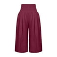 thumbnail image 4 of ibuvkizy Womens Capri Yoga Pants Wide Leg Drawstring Lounge Pants Loose Comfy Workout Capris Sweatpants with Pockets Wine,XXXL, 4 of 5