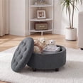 thumbnail image 2 of Darkgrey Round Ottoman with Storage and Reversible Tray, Upholstered Fabric Footrest Coffee Table for Living Room, Bedroom, Entryway-25 Inch, 2 of 10