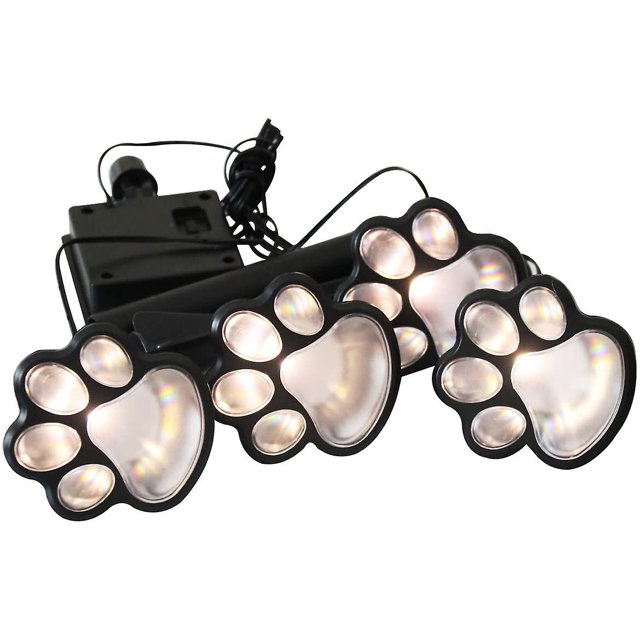 Luces solares con huella de pata, luces solares con pata de perro para exteriores, gato Rojo Verde