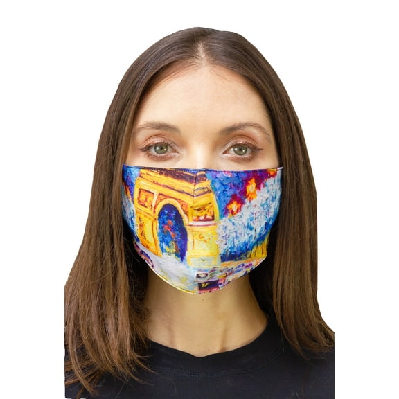 SINGLE PACK SCENIC PRINT FACE MASK COVERING WITH ADJUSTABLE STRAPS AND POCKET FOR FILTER