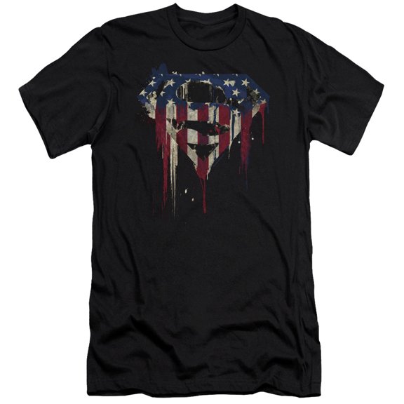 Men's Superman Bleeding Shield Slim Fit T-shirt X-Large Black