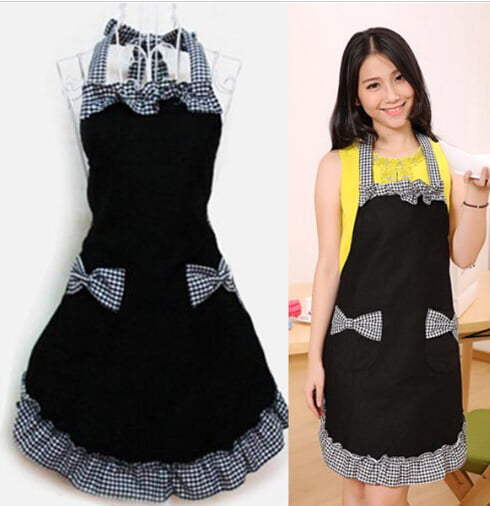 Nice Cute Vintage Flirty Womens Bowknot Kitchen Bib Apron Dress with Pocket Gift