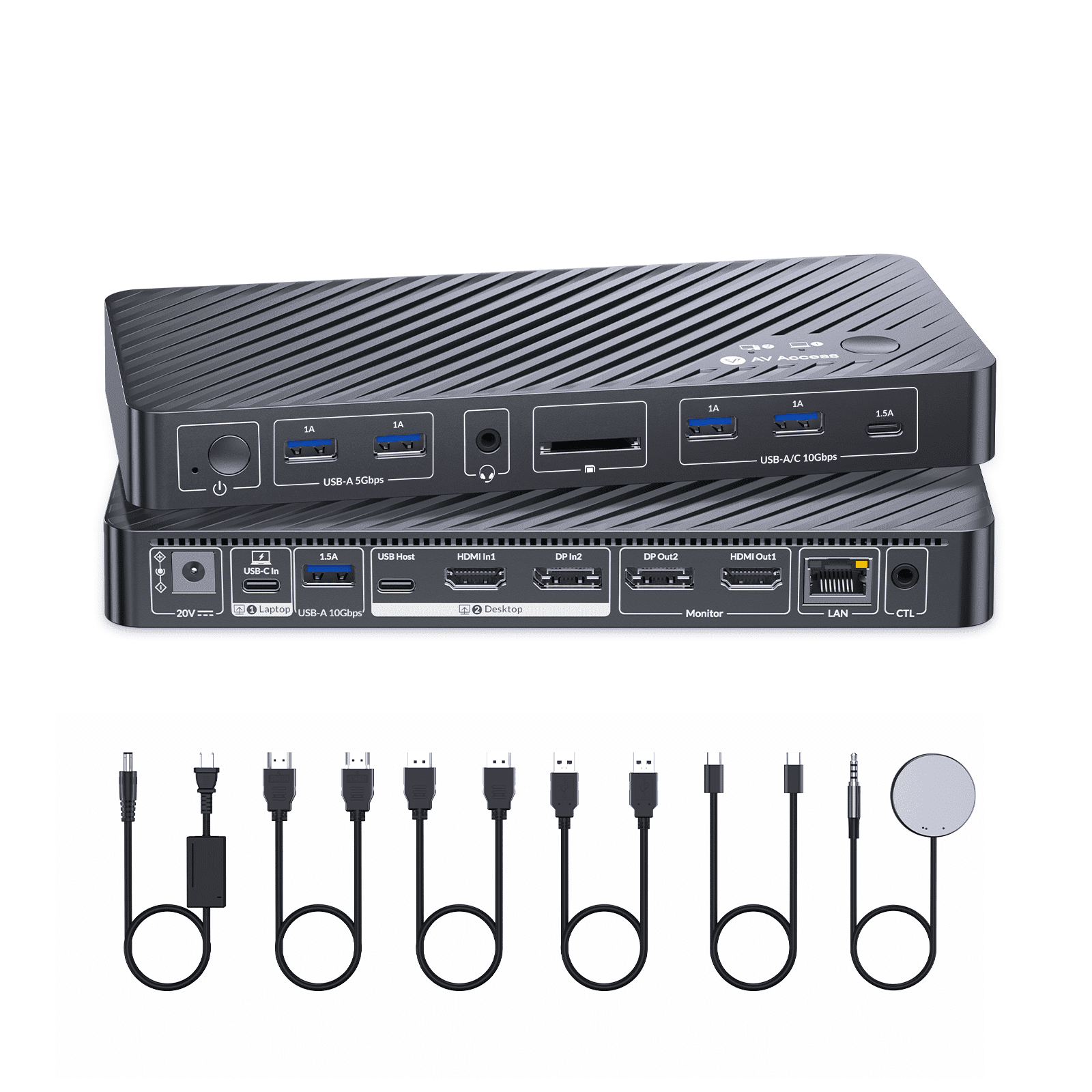 AV Access USB C KVM Switch Docking Station, 3-Port with HDMI for