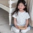 thumbnail image 4 of SJLDQY Girls Floral Printed Pajama Sets Long Sleeve Shirts Pants 2 Piece Sets Casual Sleepwear Breathable Soft Pj Sets, 4 of 4