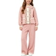 thumbnail image 3 of ITSAME Girls Outfit Set Button Down Knit Cardigan and Pants 2-Piece Fall Winter Comfy Casual Clothes Pink Size 7, 3 of 6