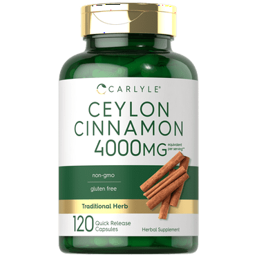 Ceylon Cinnamon Capsules | 4000mg | 120 Count | Non-GMO and Gluten Free | By Carlyle
