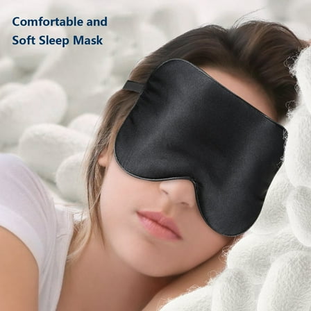 Silk Sleep Mask, Lightweight and Comfortable, Super Soft, Adjustable Contoured Eye Mask for Sleeping, Shift Work, Naps, Best Night Blindfold Eyeshade for Men and Women, Black