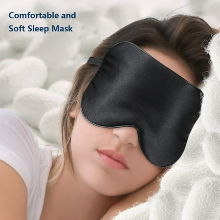 Silk Sleep Mask, Lightweight and Comfortable, Super Soft, Adjustable Contoured Eye Mask for Sleeping, Shift Work, Naps, Best Night Blindfold Eyeshade for Men and Women,