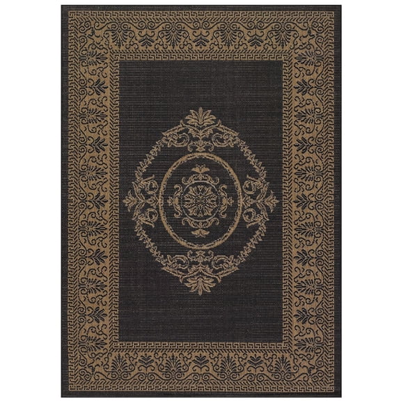 Couristan 2' x 3.5' Black and Brown Rectangular Polypropylene Area Throw Rug