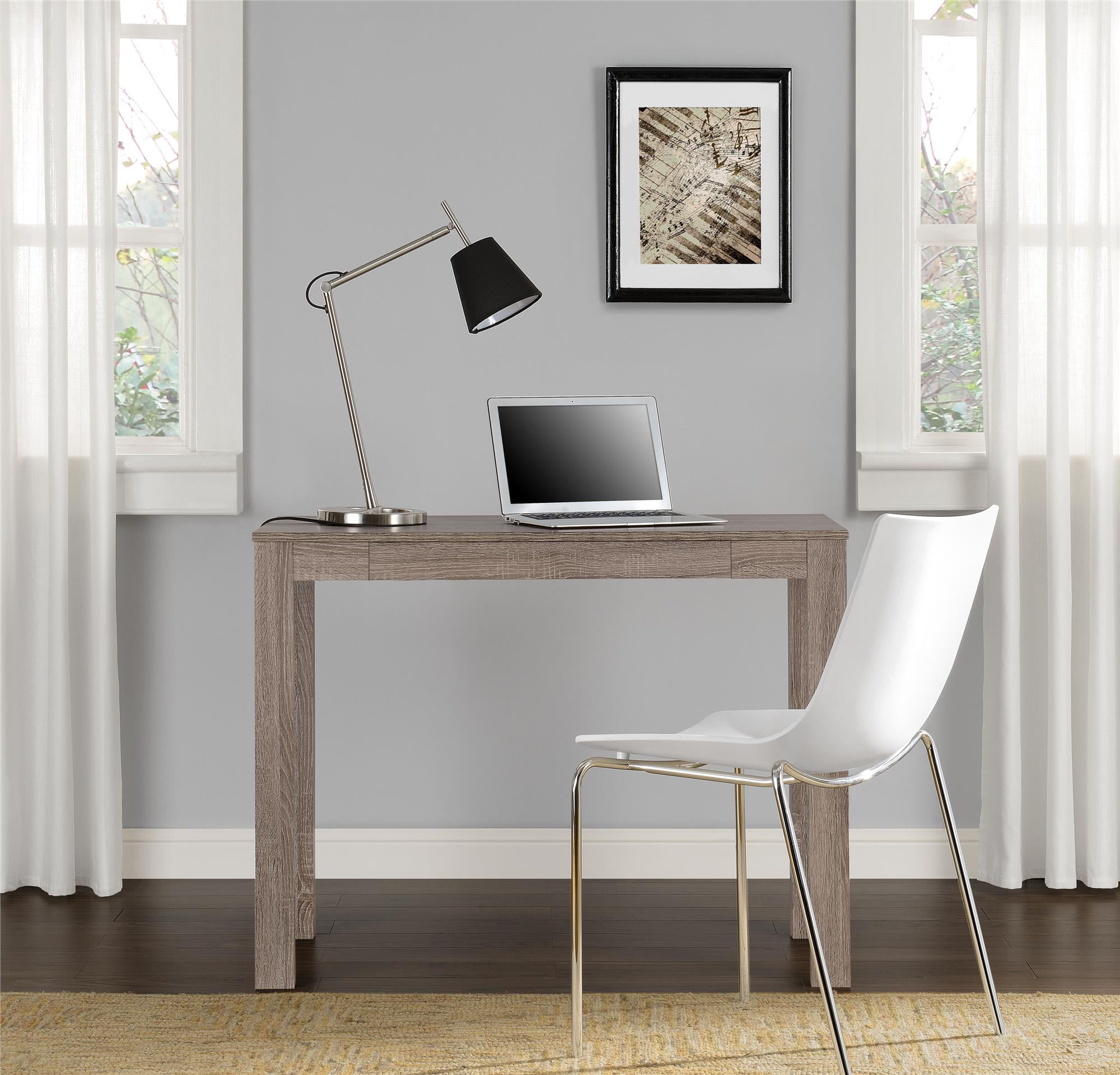 Ameriwood Home Parsons Computer Desk with Drawer, Distressed Gray Oak