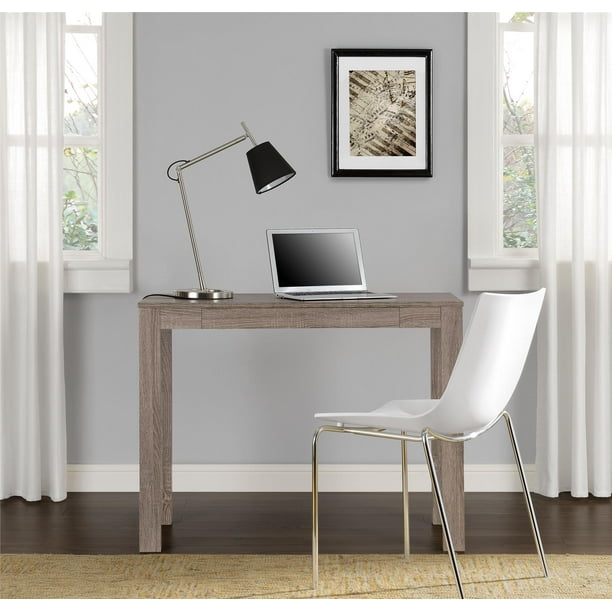Ameriwood Home Parsons Computer Desk with Drawer, Distressed Gray Oak