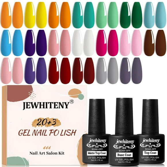 Set de esmaltes de uñas en gel JEWHITENY 23 unidades, 20 colores Salon & Home