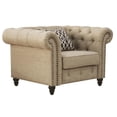 thumbnail image 1 of ACME Aurelia Chaise Capitonnée à Garniture de Clous avec 1 Coussin en Lin Beige, 1 of 4