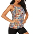 thumbnail image 2 of Fuzoiu Set Of Travel Vintage Print Women's Workout Tank Top,Athletic Racerback Sports Tank,Tops Sleeveless Running Loose Fit Yoga Tops,Active Shirts for Yoga, Running, and Gym-Medium, 2 of 7