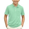 thumbnail image 2 of Boys' School Uniform Short Sleeve Polo Shirt Button Closure Moisture Wicking Performance Material, 2 of 7