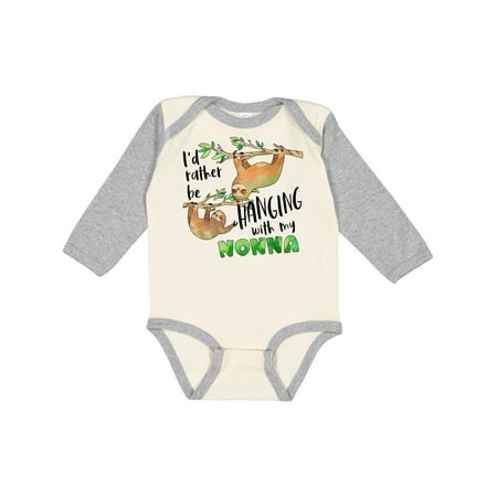

Inktastic Id Rather Be Hanging with my Nonna- Cute Sloths Gift Baby Boy or Baby Girl Long Sleeve Bodysuit
