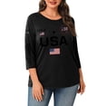 thumbnail image 2 of Trgacdwlo XL-5XL 1776-2026 250 Anniversary USA Shirts Letter Flag Print 3/4 Sleeve Tshirts Shirts for Women Plus Size Independence Day Freedom Womens 4th of July Shirt, 2 of 5