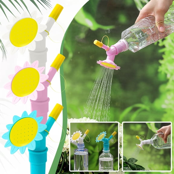 Bottle Cap Sprinkler Double Head Watering Spout for Indoor Seedlings Plants Garden Tool Sunflower Beverage Bottle Watering Can Spray Nozzle Purple