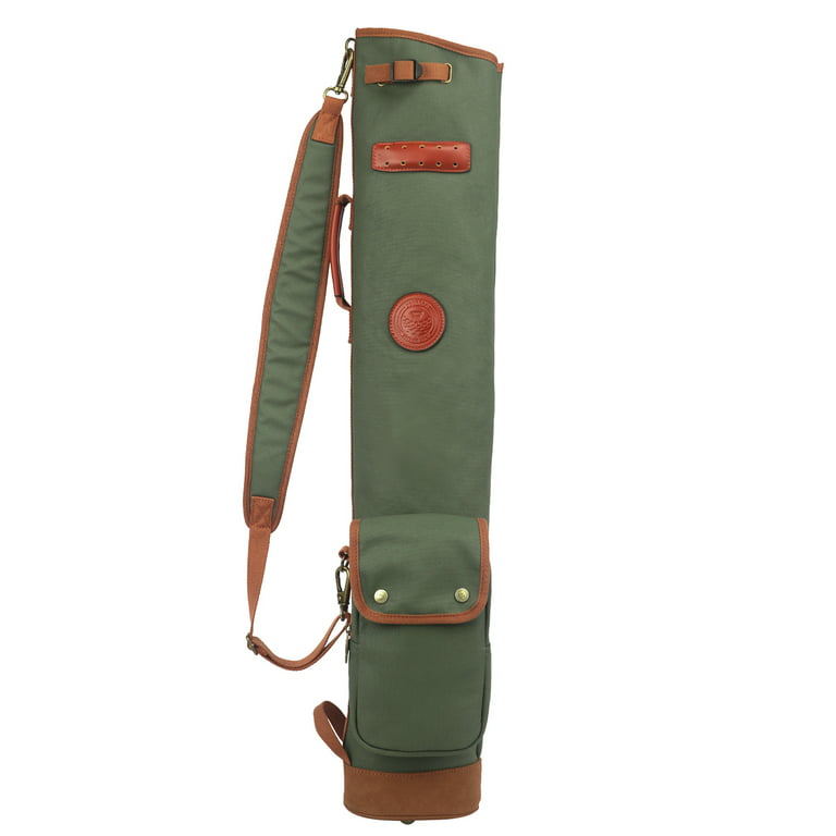 Tourbon Golf Bag Waxed Canvas Outdoor Vintage Golf Sunday Clubs Carry Bag Pencil Style Fleece Padded Cover Driving Range Case 90cm Green, Adult Unisex