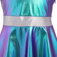 thumbnail image 5 of IDOPIP Girl Shiny Metallic Dress Toddler Holographic Skater Dress Metallic Music Festivals Birthday 80s Sparkly Outfits Kids Alien Halloween 90s Prom Swing Skater Dress 7-8 Years Blue White, 5 of 8