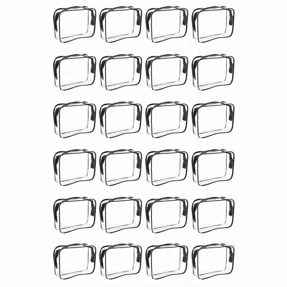 24 Pack Clear PVC Makeup Bags, 7.1 x 2.2 x 4.9 Inch Waterproof Transparent Cosmetic Pouch with Zipper, Travel Toiletry Organizer Bag for Bathroom, Vacation Daily Storage