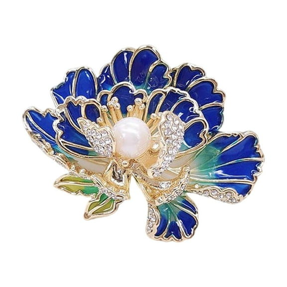 lixuesong Stylish Women's Peony Brooch Pin in Vibranting Color with Pearls Accent Portable for Parties Supplies and Formal Event