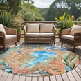 thumbnail image 5 of Jellyfish Coastal Round Area Rugs Collection 6', Summer Nautical Starfish Coral Brown Anchor Non Slip Indoor Circular Throw Runner Rug Floor Mat Carpet for Living Room Dining Table Bedroom Nursery, 5 of 9