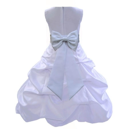 Ekidsbridal White Satin Bubble Pickup Christmas Party Bridesmaid Recital Easter Holiday Wedding Pageant Communion Princess Birthday Clothing Baptism 808 Flower Girl