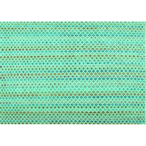Ahgly Company Machine Washable Indoor Rectangle Abstract Turquoise Blue Contemporary Area Rugs, 4' x 6'