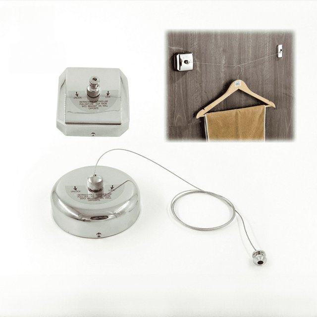 Tendedero de pared de acero inoxidable 304, sin perforaciones, telescópico, de caucho, con cable de acero, cuerda de nailon invisible para baño