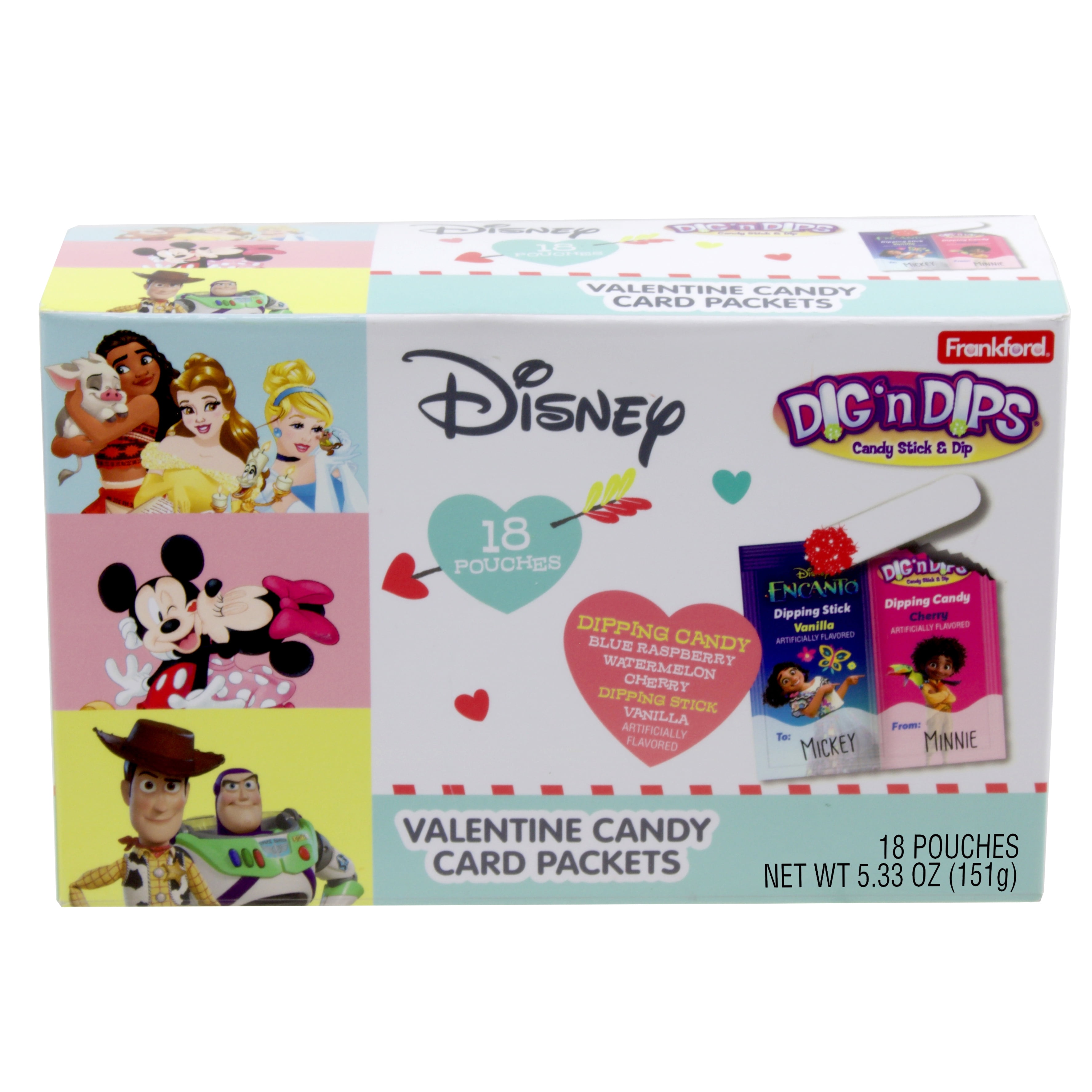 Frankford Disney Friends Dig N Dips Candy 18 Count Valentine's Exchange, 5.33oz