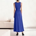 thumbnail image 5 of Delconic Sleeveless V Neck Wrap Dress for Women with Adjustable Waist Tie and Flared Hem Suitable for Daily Wear and Events Blue S, 5 of 5