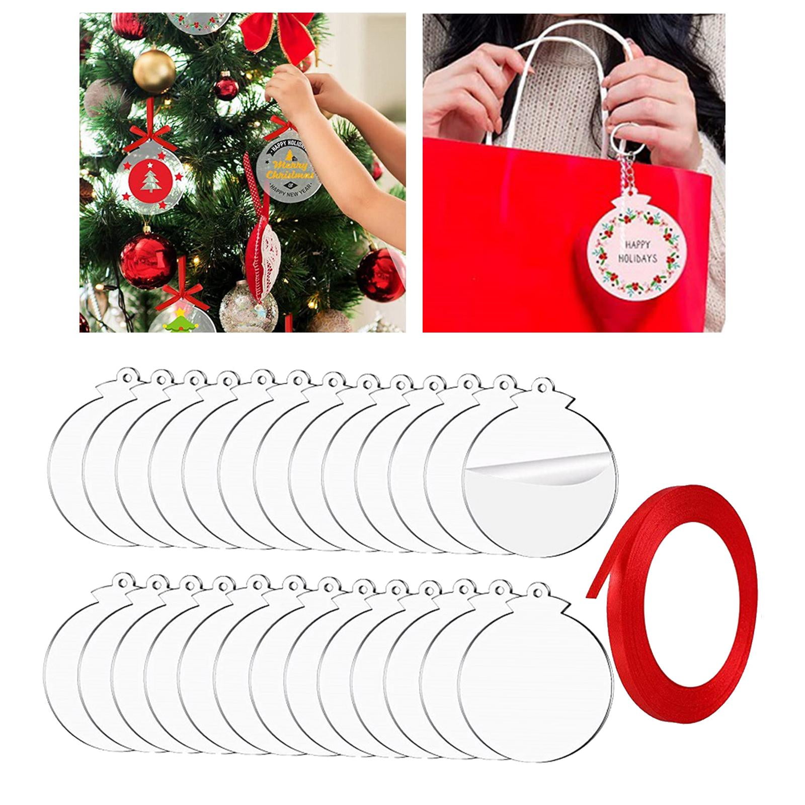 30x Christmas Acrylic Baubles Craft DIY Ornaments Embellishments