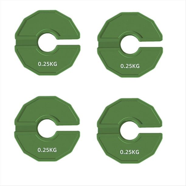 4 Discos de Gimnasio Micro-Tipo, Fraccionarias, Pesas de Goma Adicionales para Entrenamiento de Fuerza, 0,25 Kg, Color Verde.