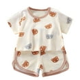 thumbnail image 3 of Ahuyic Summer Toddler Kids Clothing Set,Shirt and Short Pants Set Boys Girls Printed Round Neck 2 Piece Outfits Children's Casual Set 5 Years Beige, 3 of 4