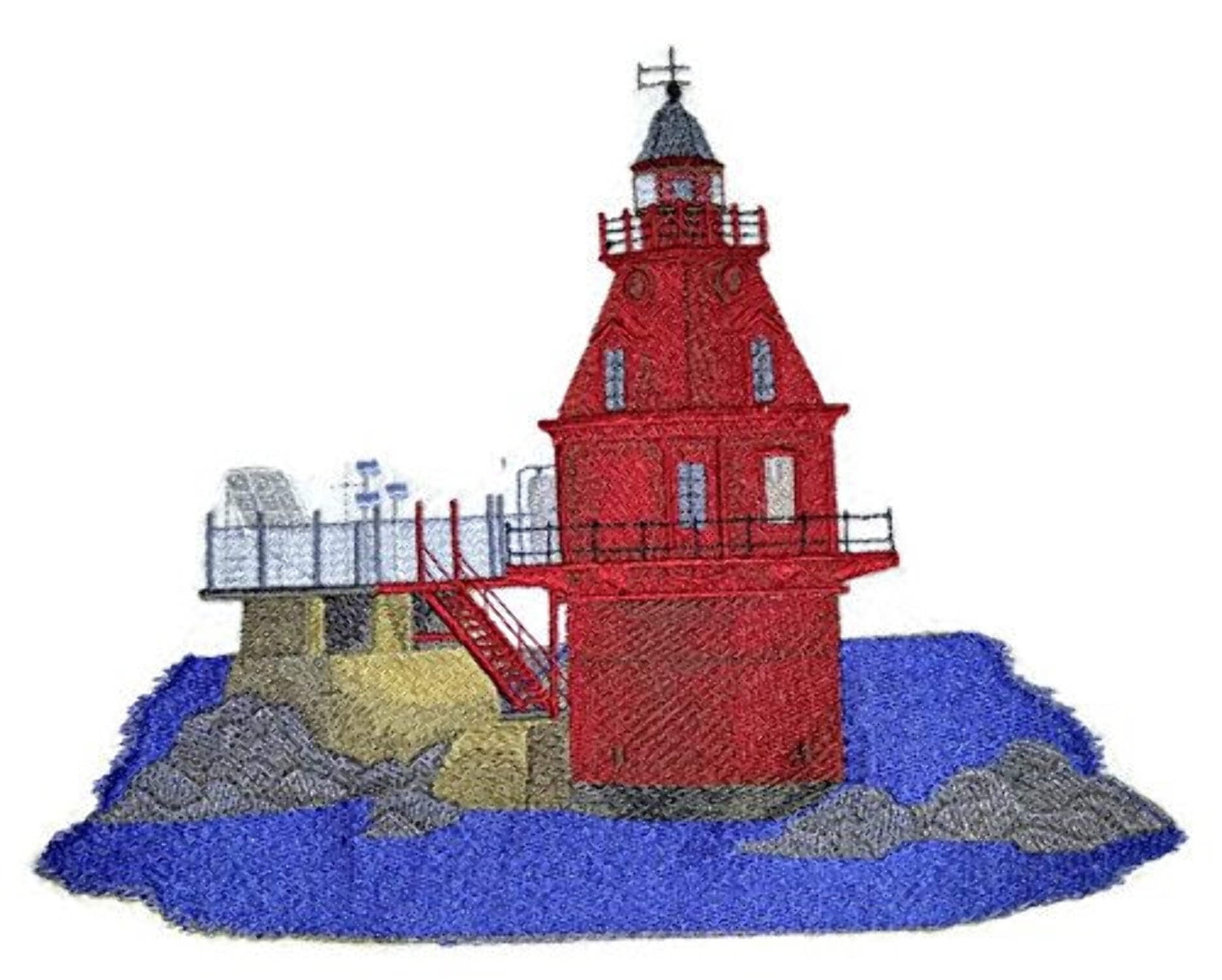 Custom and Unique Lighthouse[Ship John Shoal Lighthouse] Embroidered Iron on/Sew patch [8.6" *7"]