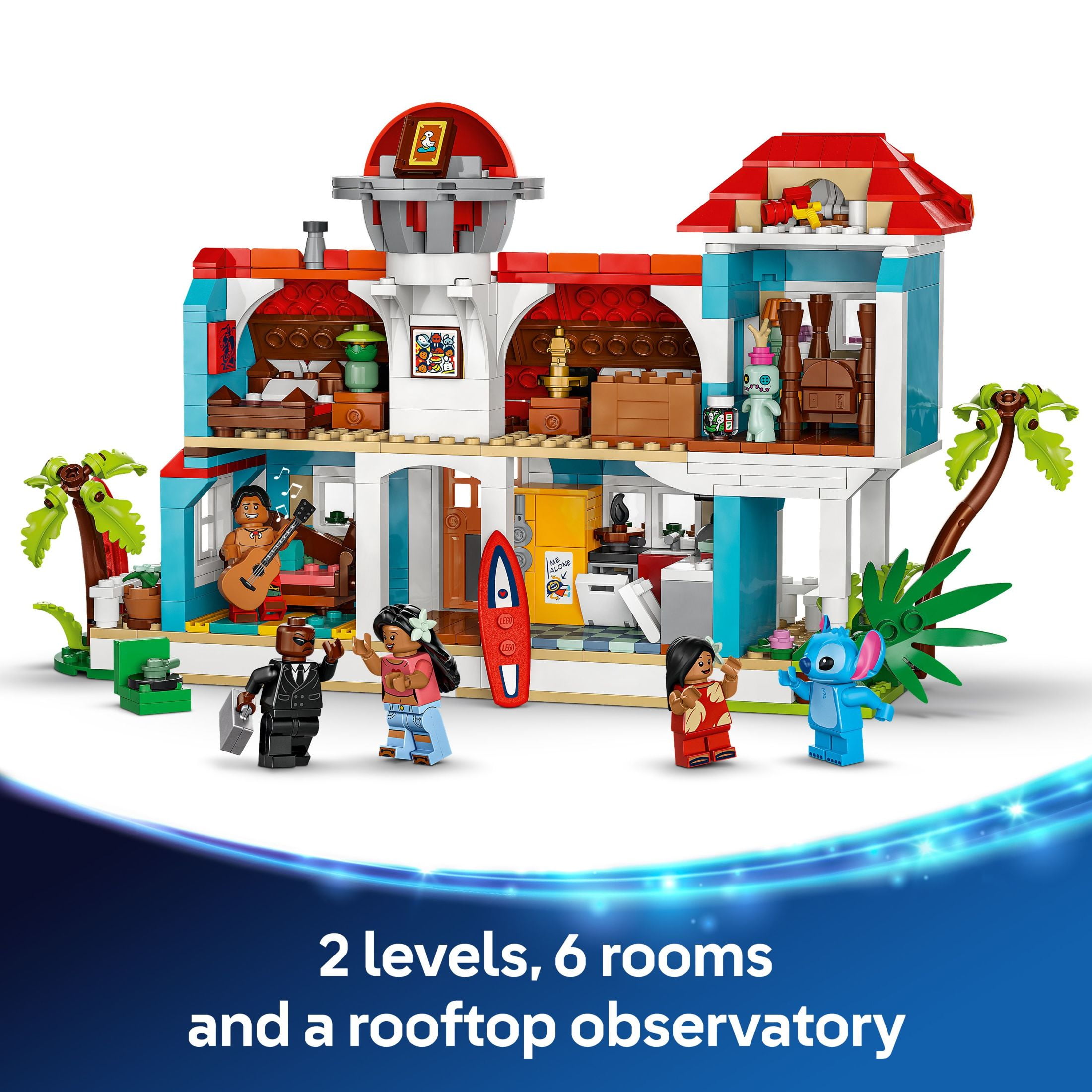 LEGO Disney Lilo and Stitch Beach House Playset with 5 Mini Figures, Ages 9 and up