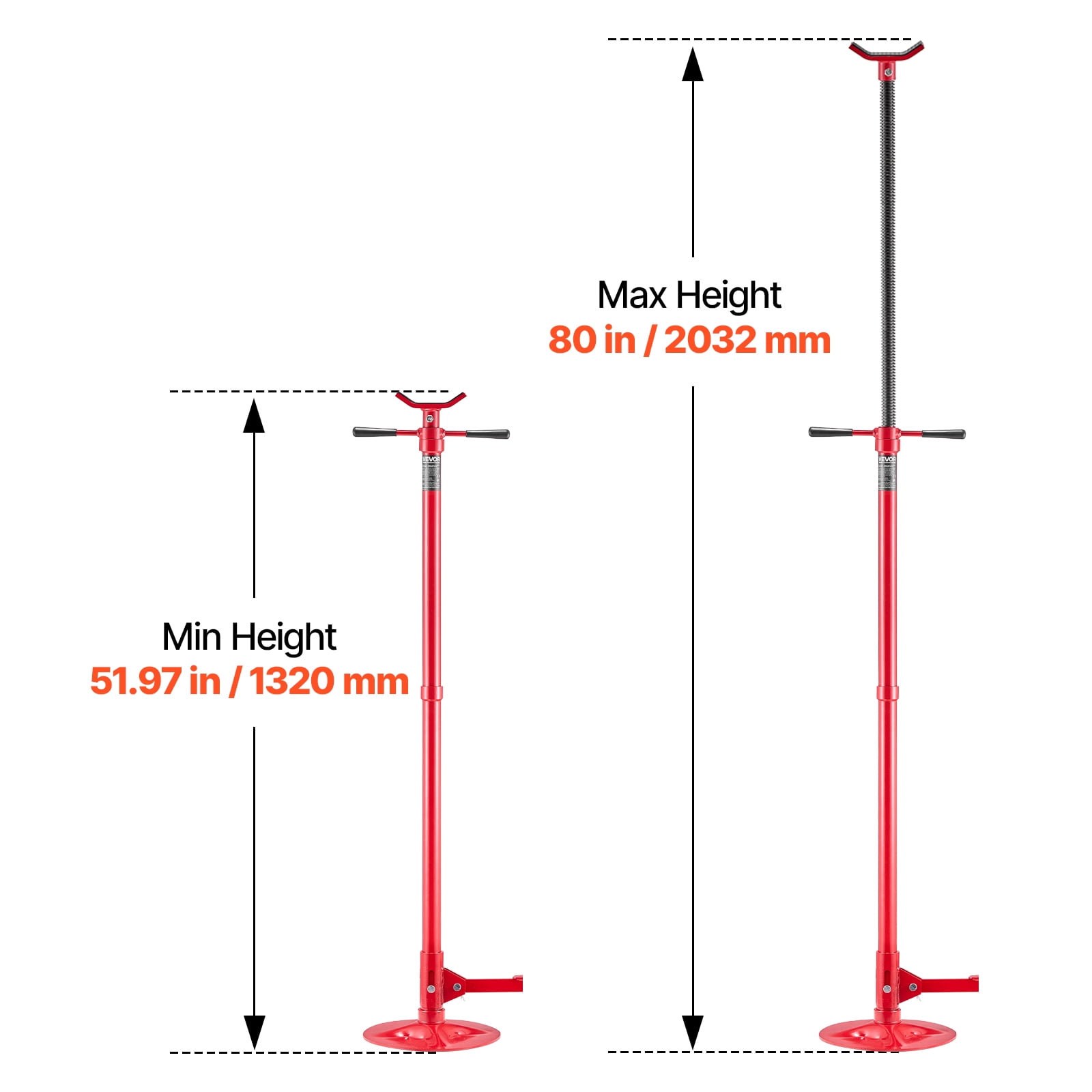 VEVOR Underhoist Support Stand, 3/4 Ton (1653 lbs) Capacity Under Hoist Jack Stand, Lifting from 51.97" to 80", Bearing Mounted Spin Handle, Foot Pedal, 12" Diameter Base, Support Vehicle Components