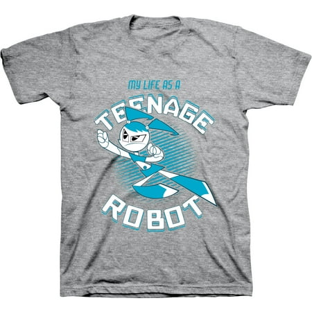 Mens Nickelodeon Teenage Robot Shirt - Retro Nick My Life as a Teenage Robot tee - Classic Nick Graphic T-Shirt (Athletic Heather, X-Large)