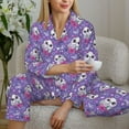 thumbnail image 6 of Pofeuu Owl And Flowers Print Womens Pajamas Set Long Sleeve Sleepwear Button Down Nightwear Soft Pj Lounge Sets Button Down Pajamas Women-XX-Large, 6 of 7