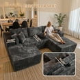 thumbnail image 3 of Toject 108" Modular Sectional Sofa, Modern Cloud Couch with Ottoman, No Assembly Required, U-shaped Sofa for Living Room, Gray, 3 of 10