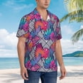 thumbnail image 5 of Xecao Tropical Leaves print Hawaiian shirt - a stylish short-sleeve button-down for men, perfect for casual beach and tropical outings., 5 of 9