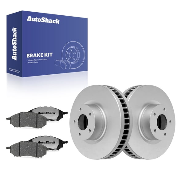 AutoShack Front Vented Coated Brake Rotors   Ceramic Pads 6-PC Brake Kit Replacement for 2011 Nissan Murano ArmorStop 12.59" (319.7 mm)