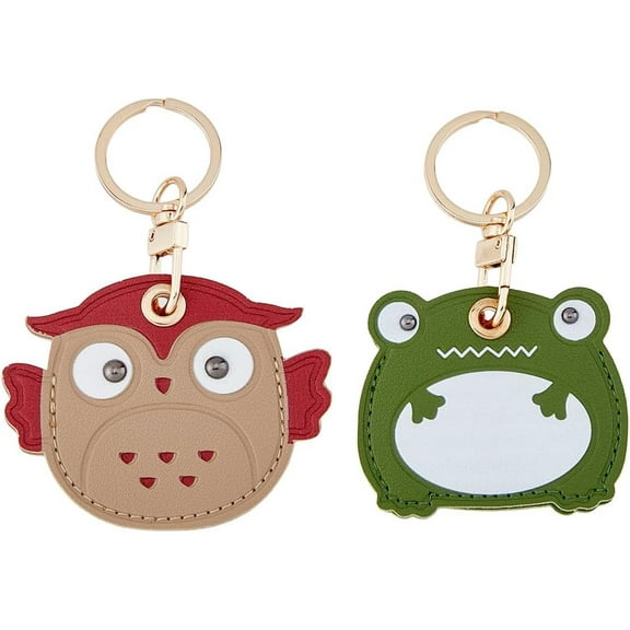 2Pcs 2 Style Leather Guitar Pick Holder Keychain Animal PU Keychain Bag Hanging Anti-Lost Protection Covers with Keychain Leather Key Fob Case for Keys Wallet DIY