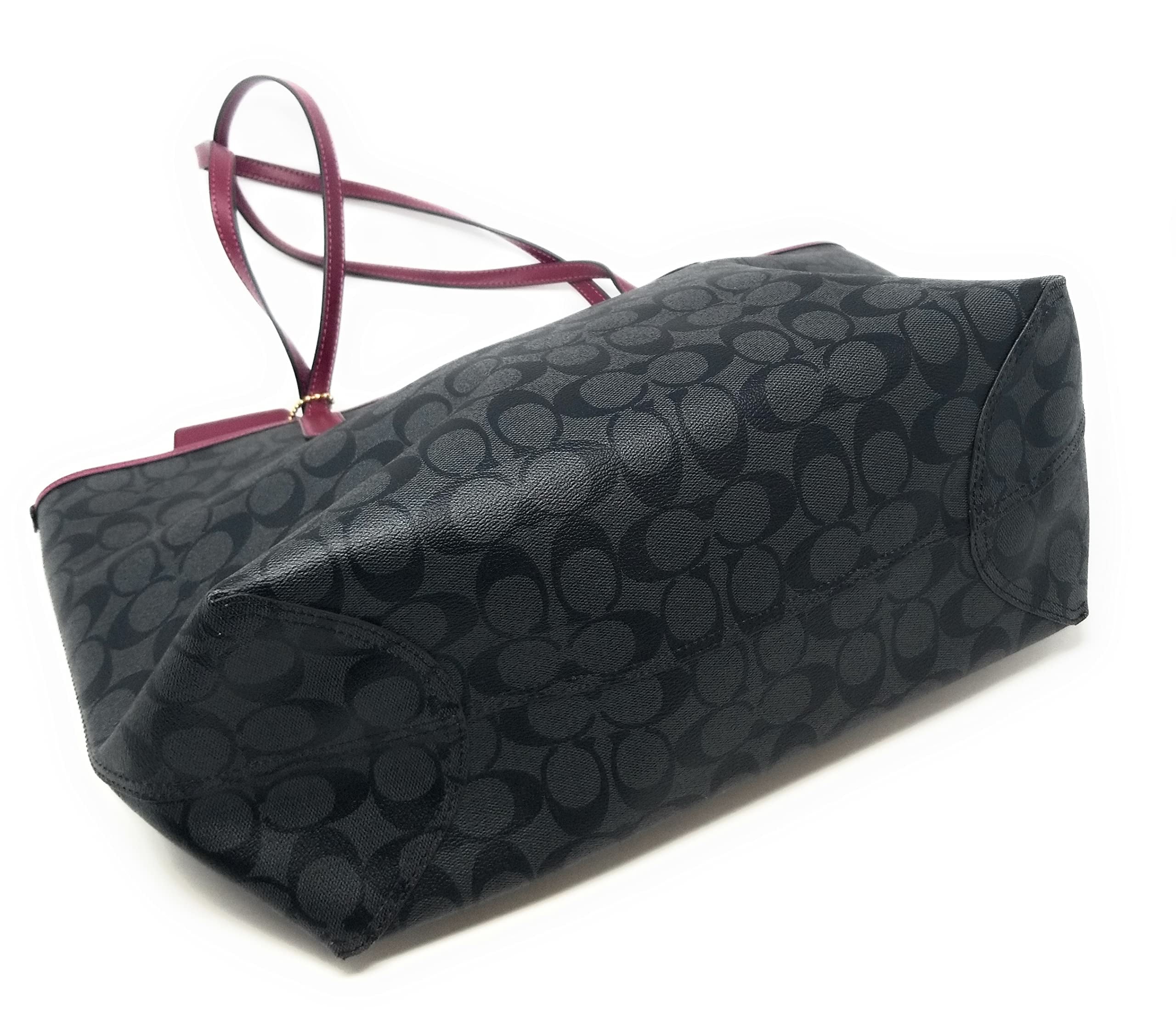 coach 5696 city tote in signature canvas graphite black