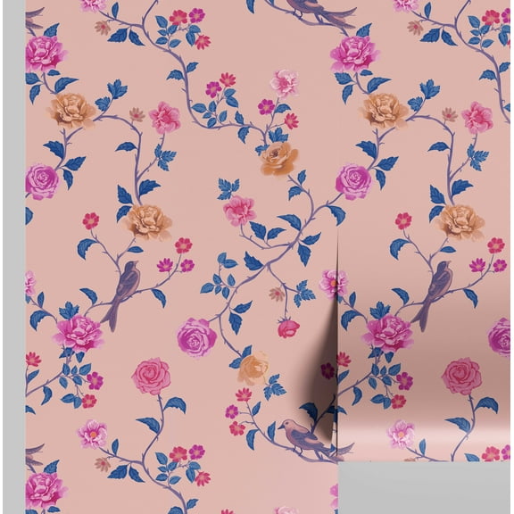 S4Sassy Peel & Stick Vinyl Wallpaper, Chic Floral Wallpaper Contact Paper Waterproof - Pink, 25"x120" ,Removable Wall Covering for Home Decor in Bedrooms, Renter Spaces, Cabinets