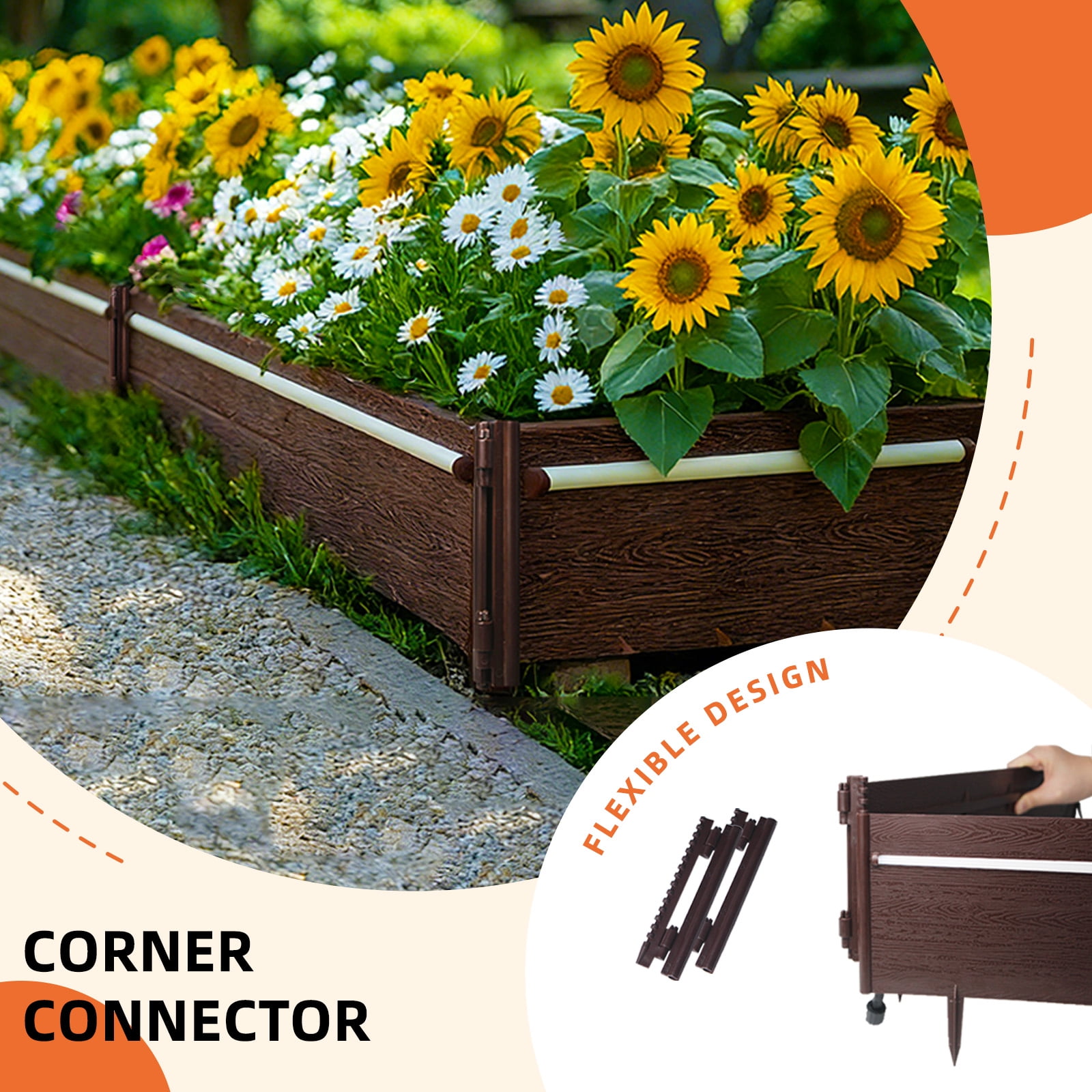 WATANIYA Dig-Free Garden Landscape Edging Border withh LED light,10 pack (Brown)