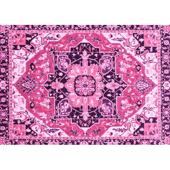 Ahgly Company Indoor Rectangle Abstract Pink Modern Area Rugs, 7' x 10'