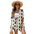 thumbnail image 3 of Xoenoiee Dog Paw Plaid Print Women's Hawaiian Beach Outfit 2 Piece Short Sleeve Swim Cover Up Shorts Set Summer Open Front Kimono Cardigan Vacation Beachwear, Size S, 3 of 7