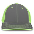 thumbnail image 1 of Pacific Headwear 404M.21P.XS Trucker Flexfit Cap, Graphite & Neon Green - Extra Small, 1 of 1
